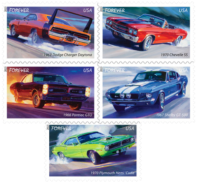 Artist Tom Fritz Muscle Car Stamps Prints